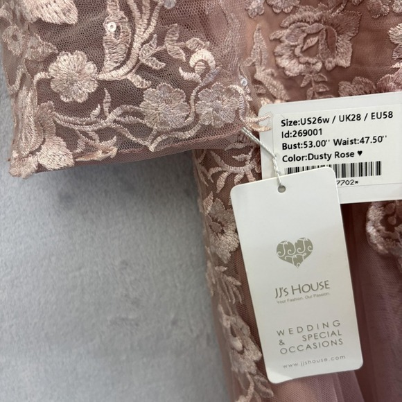 NWT JJ's House Lace Tulle Gown 26W Dusty Rose Embroidered Evening Bridesmaid - Picture 4 of 16